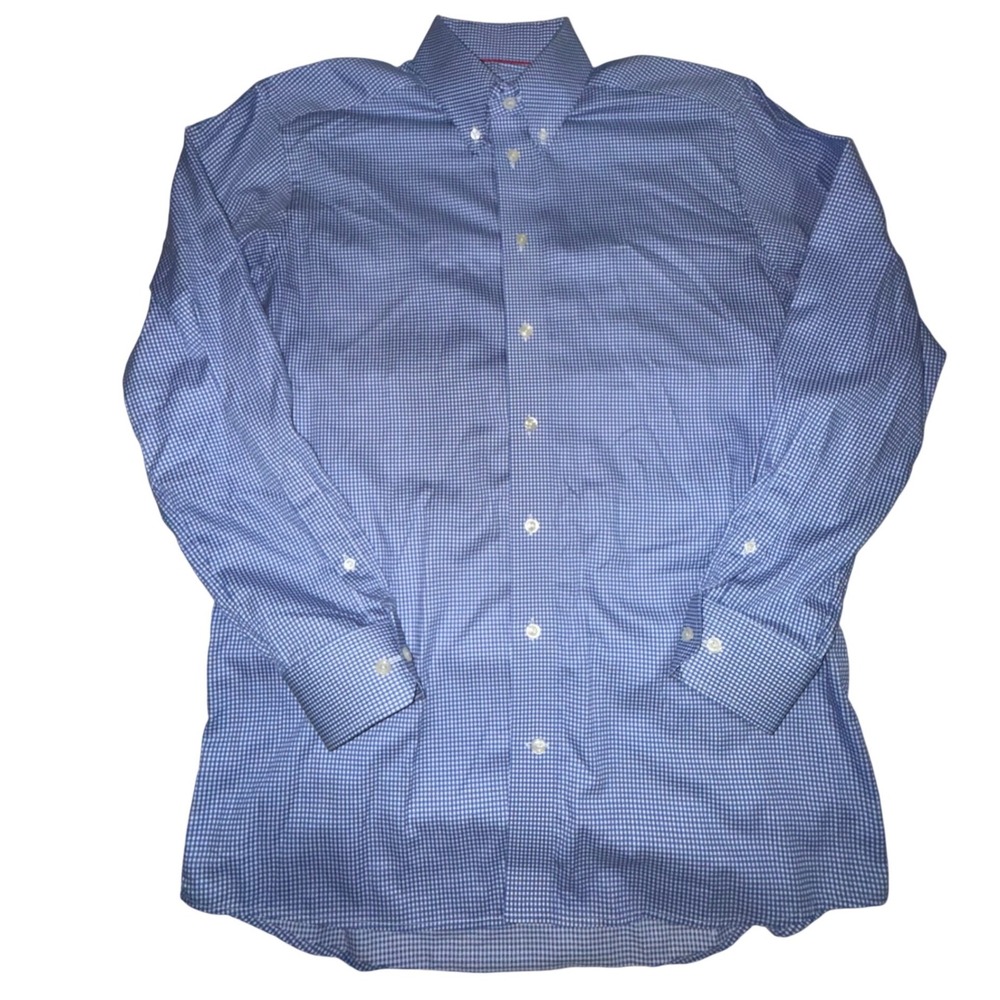 Eton Shirt 16 41 Blue White Gingham Contemporary Fit Button Down Luxury Preppy